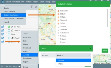 Setting visibility of geofences and global geofences 